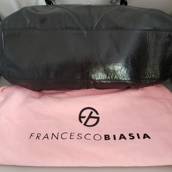 FRANCESCO BIASIA LARGE BLACK LEATHER SATCHEL - Picture 2 of 8